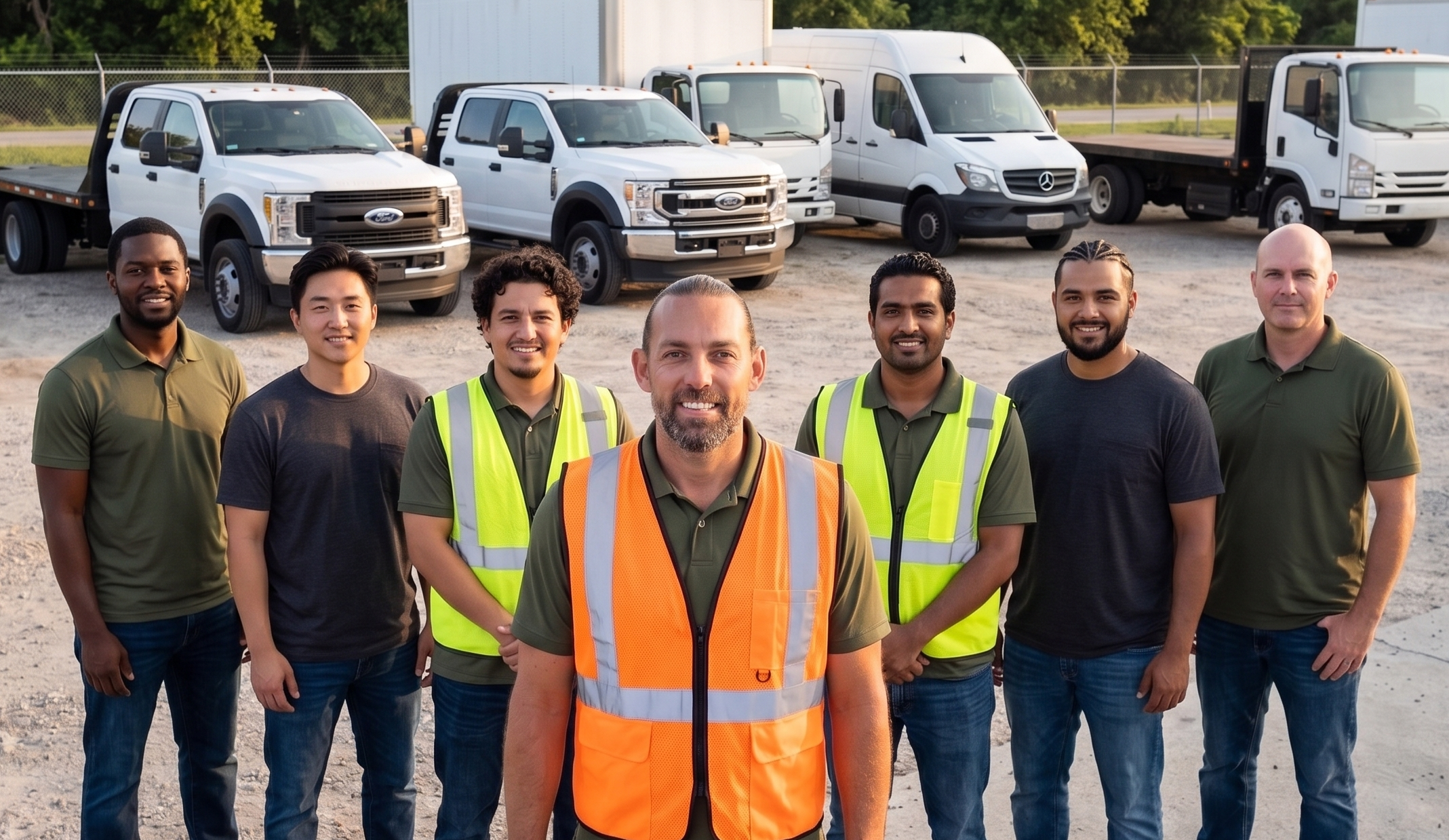 Paul Rogers and the OnPoint team in front of the fleet, Dallas TX